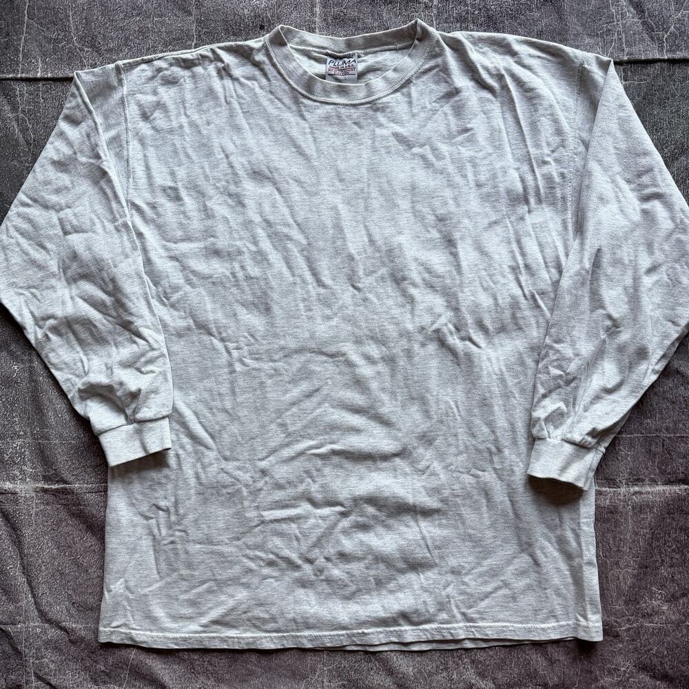 Men's Vintage 90s Pluma Heavyweight Heather Gray Blank Long Sleeve T Shirt Sz XL